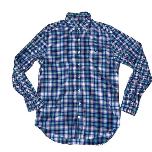 Vineyard Vines Tucker Long Sleeve Blue‎ Pink Plaid Button Down Shirt Size Small - Picture 1 of 6